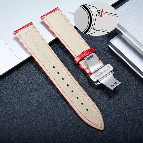 Vista 3 de BINLUN Leather Watch Strap Quick Release Strap with Silver Butterfly Deployment Buckle 12mm 13mm 14mm 16mm 17mm 18mm 19mm 20mm 21mm 22mm 23mm 24mm