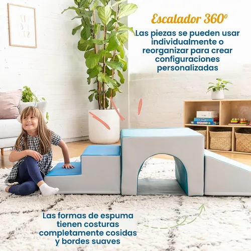 Vista 4 de ECR4Kids SoftZone Lincoln - Escalador de túneles para niños, contemporáneo