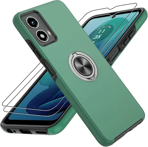 Vista 57 de Gritup - Funda para Galaxy A05S con protector de pantalla HD×2, funda protectora para teléfono a prueba de golpes con soporte magnético de anillo