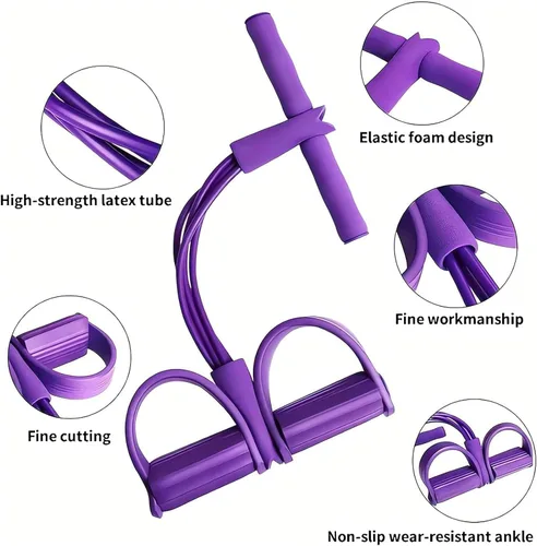 Vista 8 de Bandas elásticas multifuncionales de resistencia de yoga de 6 tubos para estiramiento de cintura, brazo y pierna, ayuda de entrenamiento asequible
