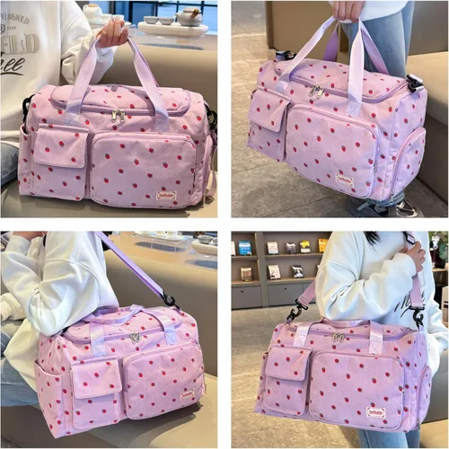 Vista 233 de Pequeña bolsa de gimnasio para mujer, bolsa de viaje con compartimento para zapatos