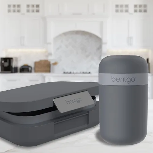Vista 8 de Bentgo® Juego de lonchera moderna estilo Bento, con taza reutilizable (gris oscuro)