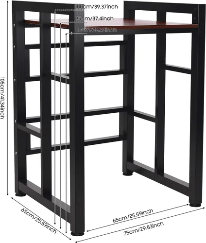 Vista 2 de Soporte apilable para lavadora y secadora, estante de pie con almohadillas ajustables para pies y barandilla elevada para lavadora, secadora, etc