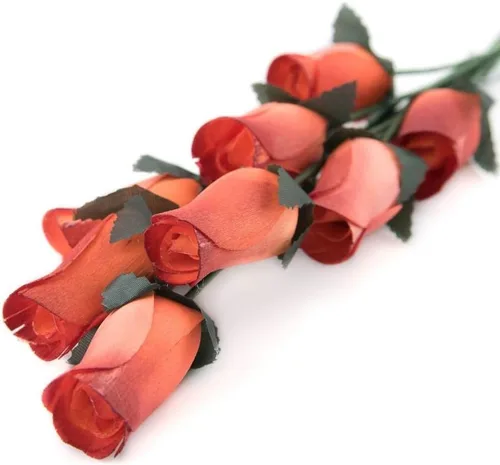 Vista 69 de 6 rosas de madera negras medio abiertas para manualidades, ramos personalizados y otros proyectos. 16 colores para elegir. Negro