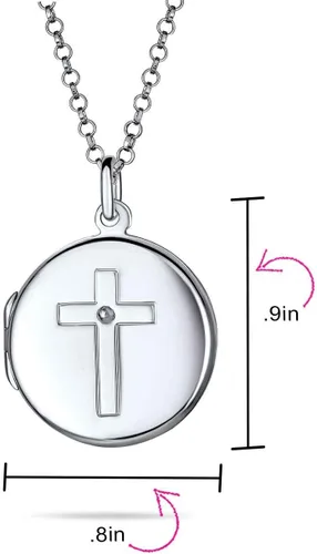 Vista 5 de Bling Jewelry Collar con medallón de cruz de ángel religioso de la Biblia sagrada para mujeres, adolescentes, sostiene recuerdos de plata de ley .925