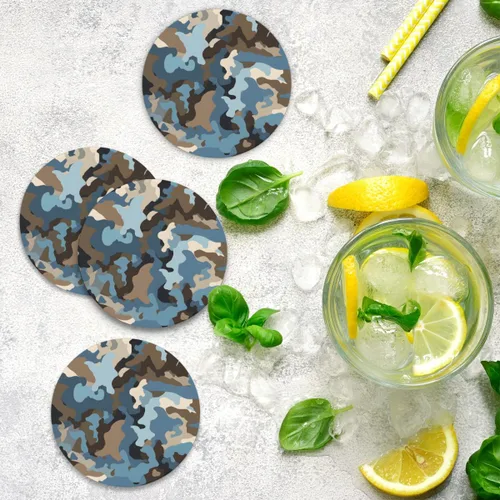Vista 7 de Coasters for Drinks,Fashionable Camouflage Absorbent Cork Coasters Military Print Set Coasters Reusable Coasters for Home Office Coffee Bar