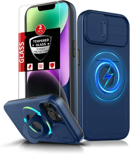 Vista 11 de Funda magnética para iPhone 11 Pro compatible con carga inalámbrica MagSafe, con 2 protectores de pantalla, anillo kickstand de 360° integrado +