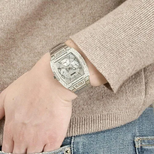 Vista 4 de GUESS - Reloj de cuarzo para mujer con correa de acero inoxidable color plateado 20 modelo GW0104L1