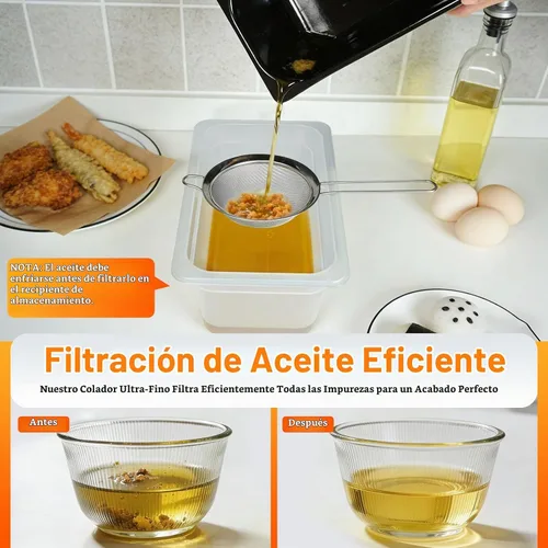 Vista 3 de CATTLEMAN Freidora con filtración de aceite, 1600W, 3L, acero inoxidable