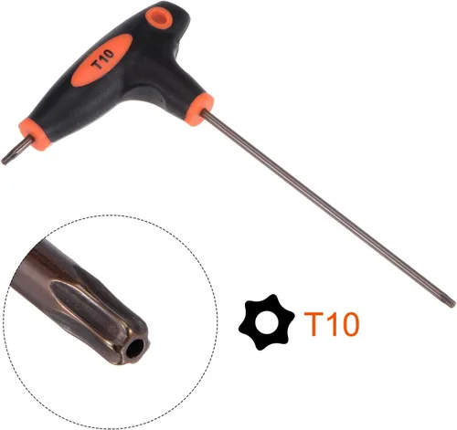 Vista 3 de uxcell T10 llave Torx a prueba de manipulación anti manipulación llave en T llave de doble extremo, acero S2