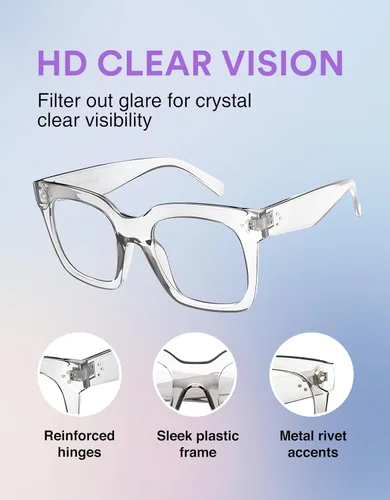 Vista 33 de zeroUV - Gafas de sol cuadradas retro de moda de gran tamaño para mujer estilo vintage 1.969 pulgadas
