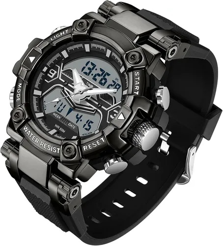 Vista 11 de findtime Relojes de diseñador genial para hombre, color azul, gran cara, relojes para hombres, electrónico único, deportivo, militar, audaz