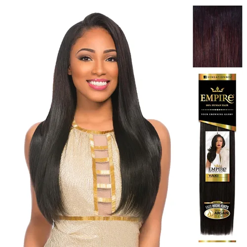 Vista 30 de Sensationnel - Cabello humano Empire Yaki, tejido sin enredos para un tejido rápido y estilo cosido para conseguir reflejos artificiales, paquete