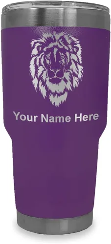 Vista 25 de LaserGram Vaso aislado al vacío de 20 onzas, cabeza de león, grabado personalizado incluido (negro)