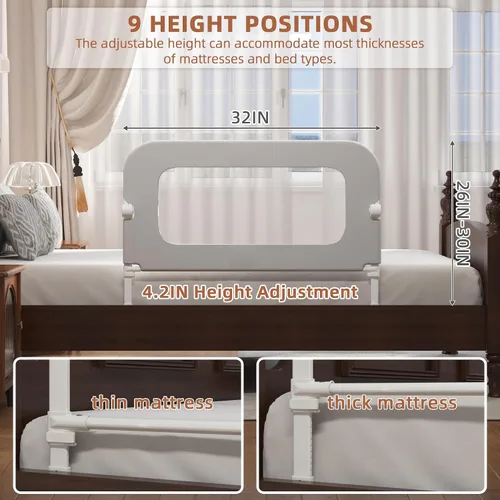 Vista 3 de FigTime Baranda de cama para niños pequeños, protector de baranda de cama de bebé para niños, barandas de cama para niños pequeños con ajuste