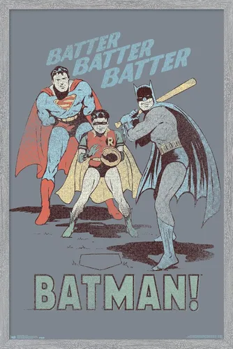 Vista 15 de Trends International DC Comics - Póster de Batman - Robin - Superman - Batter Wall Poster, 14.725 x 22.375 pulgadas, versión enmarcada de madera