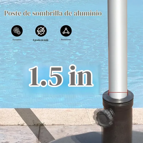 Vista 3 de Domi - Sombrilla rectangular de 6 x 4 pies para patio, sombrilla de mesa para exteriores con 8 varillas resistentes e inclinación, sombrilla de Beige
