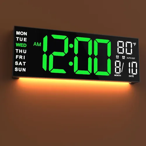 Vista 11 de JALL Reloj de pared grande de 16" digital con montaje en pared, temporizador de cuenta regresiva, alarma, LED grande, color RGB, horario de verano