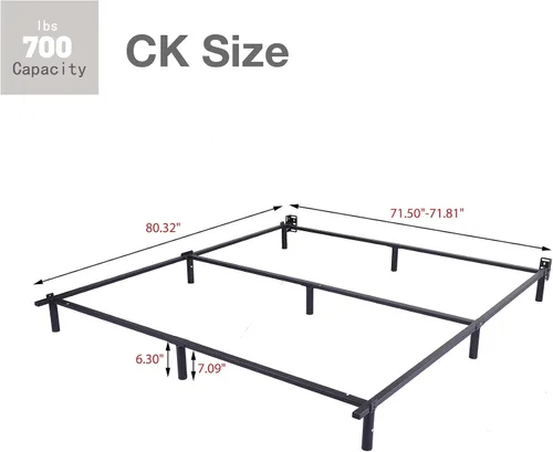 Vista 2 de Base de cama California King con plataforma de metal de 7 pulgadas, base de cama para somier, antideslizante, fácil montaje, resistente marco