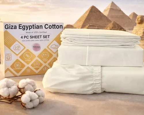 Vista 10 de MyGiza Sheets, Juego de sábanas 100% de algodón egipcio Giza, tamaño individual, para adaptarse a colchones de hasta 15 pulgadas de profundidad
