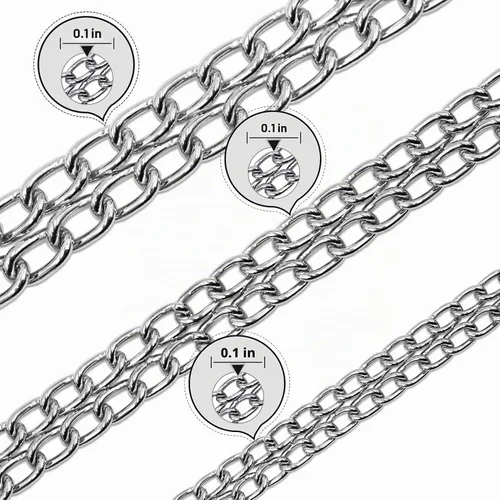 Vista 7 de Collar de cadena para perro, Martingala de metal, antimasticación, a prueba de masticación, chapado en cromo, doble eslabón para perros pequeños