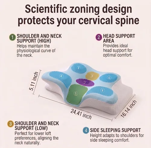 Vista 2 de Almohada cervical cervical para aliviar el dolor de cuello - Almohada Azul