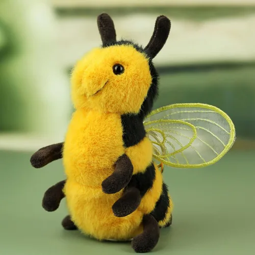 Vista 3 de Lindo y suave peluche realista de abeja melífera, juguete de peluche de abejorro de 6 pulgadas, juguetes de peluche para cumpleaños, Navidad