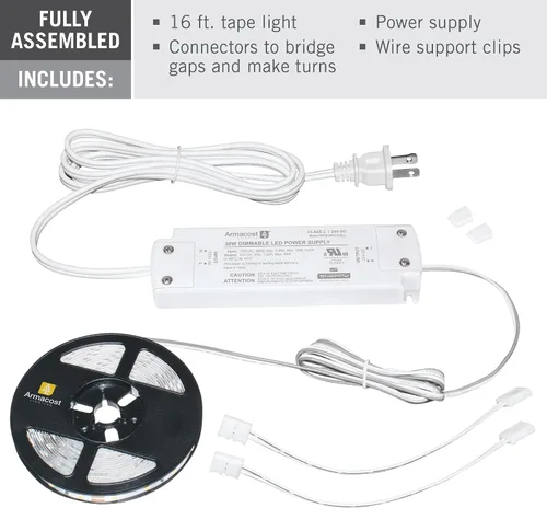 Vista 2 de Armacost Lighting Kit de luz en cinta LED regulable para AC del hogar, blanco cálido suave (1.5M) 424502 2700K blanco cálido 5 m