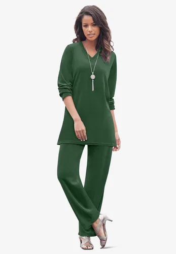 Vista 4 de Roaman's Conjunto deportivo de terciopelo para mujer en talla grande