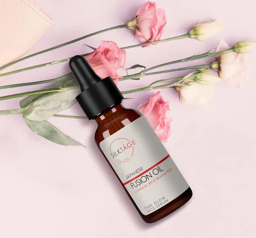 Vista 3 de SILKTÁGE Japanese Fusion Oil - Suero facial Pure Glow, Camellia, suero Yuzi brillante para piel seca, líneas finas, tono de piel desigual y tez