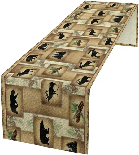 Vista 20 de Camino de mesa con diseño de patas de perro, lindo animal con estampado de patas de cachorro, decoración de fiesta de cumpleaños, casa de campo