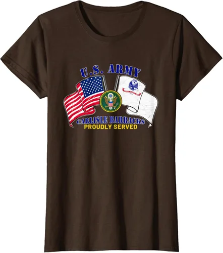 Vista 17 de Carlisle Barracks Pennsylvania Pa Army Base Camiseta con bandera estadounidense, Negro