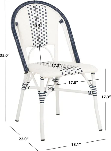Vista 3 de SAFAVIEH Outdoor Collection Zoya - Silla apilable (2 unidades), color azul marino y blanco