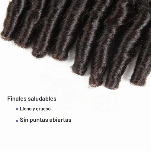Vista 6 de Molefi Extensiones de cabello humano brasileño Funmi rizado, 4 paquetes de extensiones de cabello humano negro, extensiones de cabello corto rizado