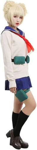 Vista 2 de miccostumes Disfraz de anime para mujer y niña, uniforme escolar JK con suéter y accesorios
