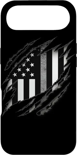 Vista 27 de Correctional Correctional Officers Silver Line - Carcasa para iPhone 16 con la bandera estadounidense