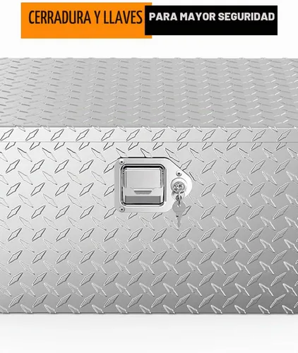 Vista 3 de Caja de herramientas de aluminio de 38" con lengüeta para remolque de alta resistencia, caja de herramientas para cama de camión con llaves