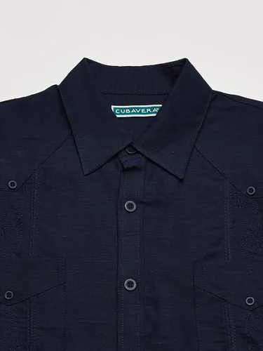 Vista 2 de Cubavera Camisa Guayabera bordada de manga larga para hombre