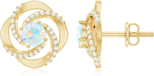 Vista 7 de Aretes de ópalo etíope certificados con diamantes 1.25 Cttw Calidad AAA