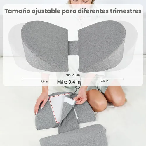 Vista 4 de Almohadas de embarazo para dormir, almohada de maternidad de espuma viscoelástica mejorada para mujeres embarazadas, almohada de cuña de embarazo