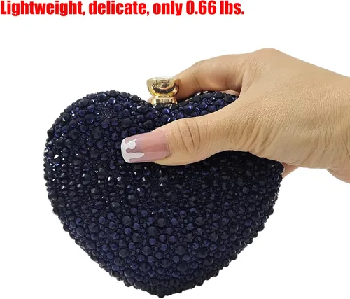 Vista 4 de Lindo bolso de mano con forma de corazón, mini amor, corazón, diamantes de imitación, boda, fiesta, mujer