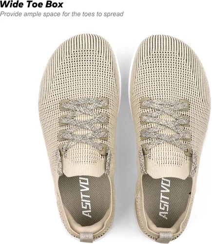 Vista 4 de ASITVO Women's Wide Barefoot Zero Drop Sole Minimalist Width Toe Box Walking Shoes Sneakers Colourful Knit Upper