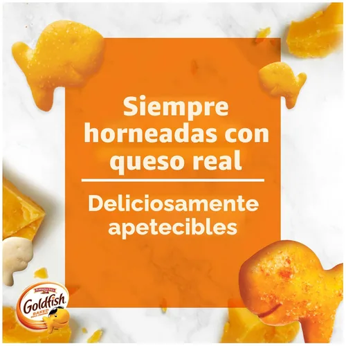 Vista 5 de Goldfish Crackers Say Cheeeese - Paquete variado con queso cheddar, pizza y parmesano, paquetes de aperitivos, 20 unidades (paquete de 2)