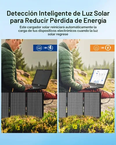 Vista 6 de ELECAENTA Panel solar de 40 W, USB C, salida USB A y CC de 18 V, impermeable IP68, cargador solar ETFE portátil plegable compatible con iPhone