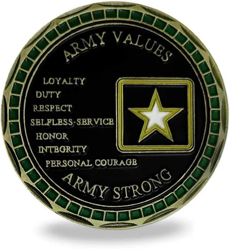 Vista 3 de Moneda de desafío de Sello del Ejército de los Estados Unidos con emblema de metal, valores de soldado militar, regalos del ejér