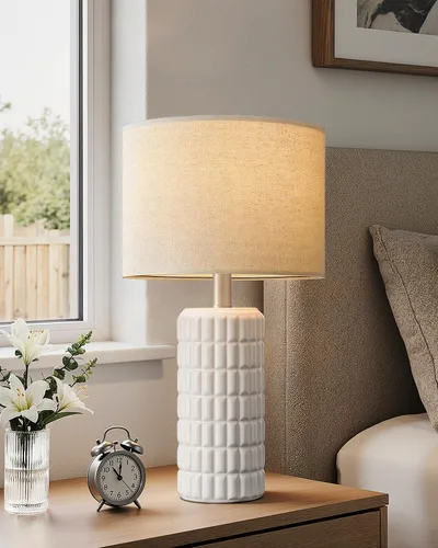 Vista 2 de Seealle Lámparas de mesa de cerámica modernas de 23" - Lámparas de mesa para sala de estar, lámparas de mesita de noche de estilo granja para Blanco
