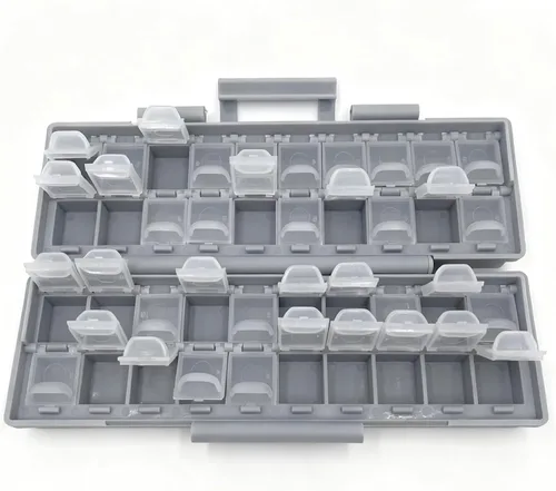 Vista 9 de AideTek medio transparente CAJA-ALL-24 piezas pequeñas cuentas papelería joyero organizador para piezas clasificadas 3 tamaños 24 compartimentos