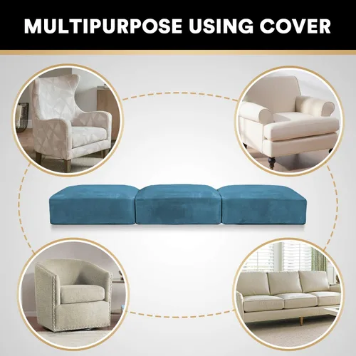 Vista 6 de PrinceDeco Fundas de cojín para sofá, funda elástica y lavable, funda de cojín ajustable de tela de terciopelo antideslizante, protector de muebles