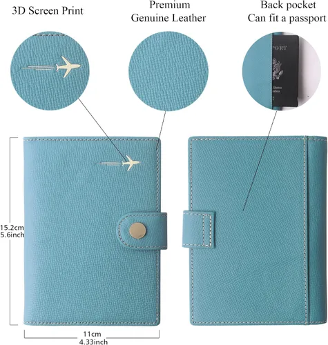 Vista 6 de Portapasaportes de cuero auténtico para pasaporte, con bloqueo Rfid - con compartimento para documentos de identificación