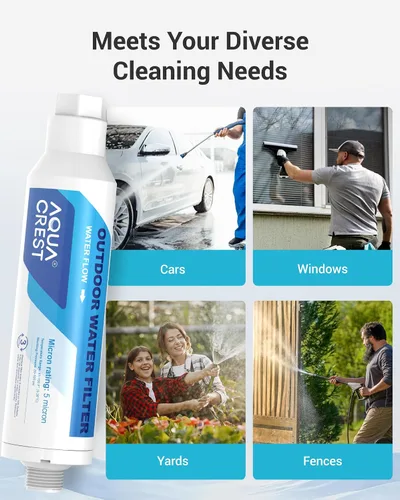 Vista 6 de AQUACREST Filtro de agua en línea, dedicado para lavado de autos, limpieza de ventanas y jardín, reduce eficazmente las manchas de agua dura